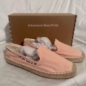 Soludos Pink All you Need is ❤️ Slip Ons